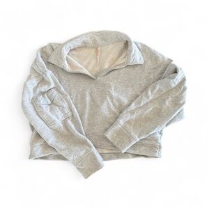 Free People Movement collared cropped sweatshirt gray SZ Large 100% Cotton Soft